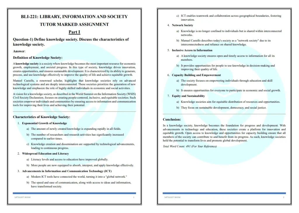 IGNOU BLI 221 Solved Assignment 2024-25