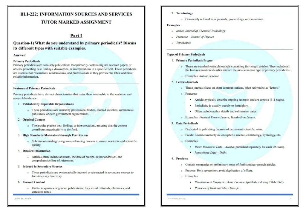 IGNOU BLI 222 Solved Assignment PDF