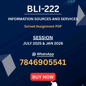IGNOU BLI 222 Solved Assignment 2025-26 PDF